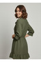 Women's Khaki Elastic Waist Skirt and Sleeve Ruffle Mini Dress Rop12 - 5