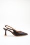 Aris Brown Stone Buckle Detailed Pointed Toe Heeled Women's Shoes - 3
