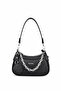 Chain Detailed Women's Shoulder & Crossbody Bag – Extra Long Strap, Casual & Stylish Black