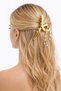 Gold-tone metal hair clip with pearl accents and dangling charm - 7cm – elegant and radiant design - 2
