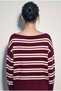 Women's Burgundy Boat Neck Striped Knitwear Sweater 34105 60283909 - 5