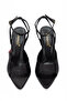 Women's Black Satin Pointed Toe Ankle Strap Detailed Heeled Sandals - 2