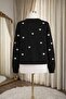 Women’s Black Knit Cardigan with Heart Pattern - 5