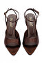 Women's Bitter Brown Satin Pointed Toe Ankle Strap Detailed Heeled Sandals - 3