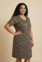 Comfortable Fit Multi-Colored Leaf Patterned Cotton Pack V-Neck Comfortable Fit Short Sleeve Summer Women's Dress - 2