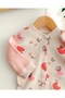 Baby Girl Seasonal Printed 3-6-9-12 Months Snap Fastener Ribbed Newborn Baby Romper - 4