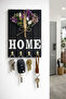 Homeflora Decorative Home Wooden Hall Organizer with Artificial Flower Detail and Keychain Hanger