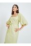 Women Green Embellished Puff Sleeve Maxi Dress - 2