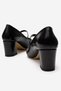 Women's Safety Helmet Buckle Heel Covering Pointed Toe Heeled Shoes Black Wrinkled - 4