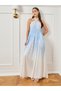 Women Ombre Print Lace Sleeveless Maxi Dress - 3