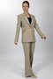 Oversize Single Button Classic Jacket & Pocketed Spanish-Cut Trousers Women's Suit-Bamboo - 1197506
