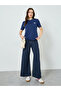 Women Navy Blue Embroidered T-Shirt - 2