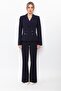 Men's Collared Buttoned Jacket & Pocketed Spanish-Cut Trousers Women's Set - Navy Blue - 1196506 - 4