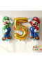 Super Mario and Luigi 5 Years Old Gold Number Balloon Set 3 Pieces