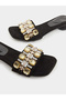 Women Black Embellished Slip on Sandals - 3