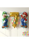 Super Mario & Luigi 7 Years Old Gold Number Balloon Set