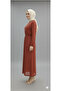 Women's Hijab Lace Lined Straw Belt Dress - 2