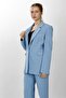 Oversize Single Button Classic Women's Jacket - Sky Blue - 1197100