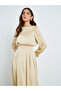 Women Beige Pleated A-Line Maxi Dress - 2