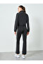 Women Black Contour Piping Full Zip Jacket and and Flared Pants Set - 6