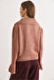 Women's Dusty Rose Buttoned Collar Detailed Spanish Sleeve Cardigan Jacket Ckt-19000509 - 6