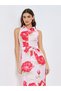 Women Red Rose Print Sleeveless Shirt Maxi Dress - 2