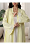 Women Yellow Floral Patchwork Detail Abaya - 6