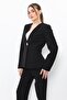 V-Neck Single Button Classic Women's Jacket-Black - 1199100