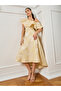 Women Beige Floral One Shoulder A-Line Midi Dress - 3