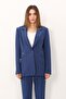 Oversize Single Button Classic Women's Jacket-Indigo - 1197100 - 6