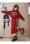 Girls Text Print Hoodie and Skirt Set - 3