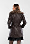 Women's Genuine Leather Brown Leather Coat - 3