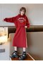 Girls Text Print Hoodie and Skirt Set