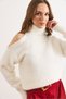 Women's White Turtleneck Shoulder Pearl Detailed Knitwear Sweater Kzk-19001143
