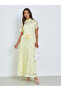 Women Yellow Lace Shirt Maxi Dress - 3