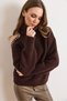 Women's Bitter Brown Turtleneck Shoulder Pearl Detailed Knitwear Sweater Kzk-19001143 - 5
