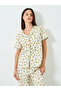 Women Floral Printed Short Sleeve Shirt and Pyjama Set - 2