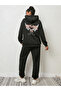 Women Black Hoodie and Printed Joggers Co-Ords - 2