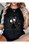 Women's Oversize 100% Cotton T-Shirt – Fun Cat Print with'I'M Fine' Writing