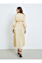 Women Beige Pleated A-Line Maxi Dress - 5