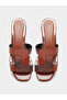 Women Brown Leather Block Heel Sandals - 5