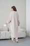 Women's Front Embroidered Beaded Linen Kimono Cardigan and Pants Top and Bottom Set - 7