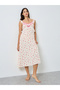 Ditsy Floral Lace Trim Ruffle Sleeve Slip Dress