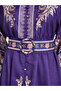 Women Purple Printed Belted Shirt Midi Dress - 4