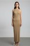 Women's High-Necked Dress with Shawl, Bat Model Long Knitwear Dress - 7