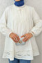 Lace Detailed Ruffled Loose Tunic Shirt - 2