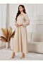 Women Beige A-Line Maxi Dress with Top Co-Ords - 3