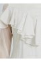 Women White Ruffled Detail Midi Dress - 5
