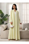 Women Yellow Floral Patchwork Detail Abaya - 3