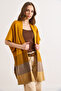 Women's Mustard Zigzag Patterned Poncho Cardigan Hrk-19000422 - 3